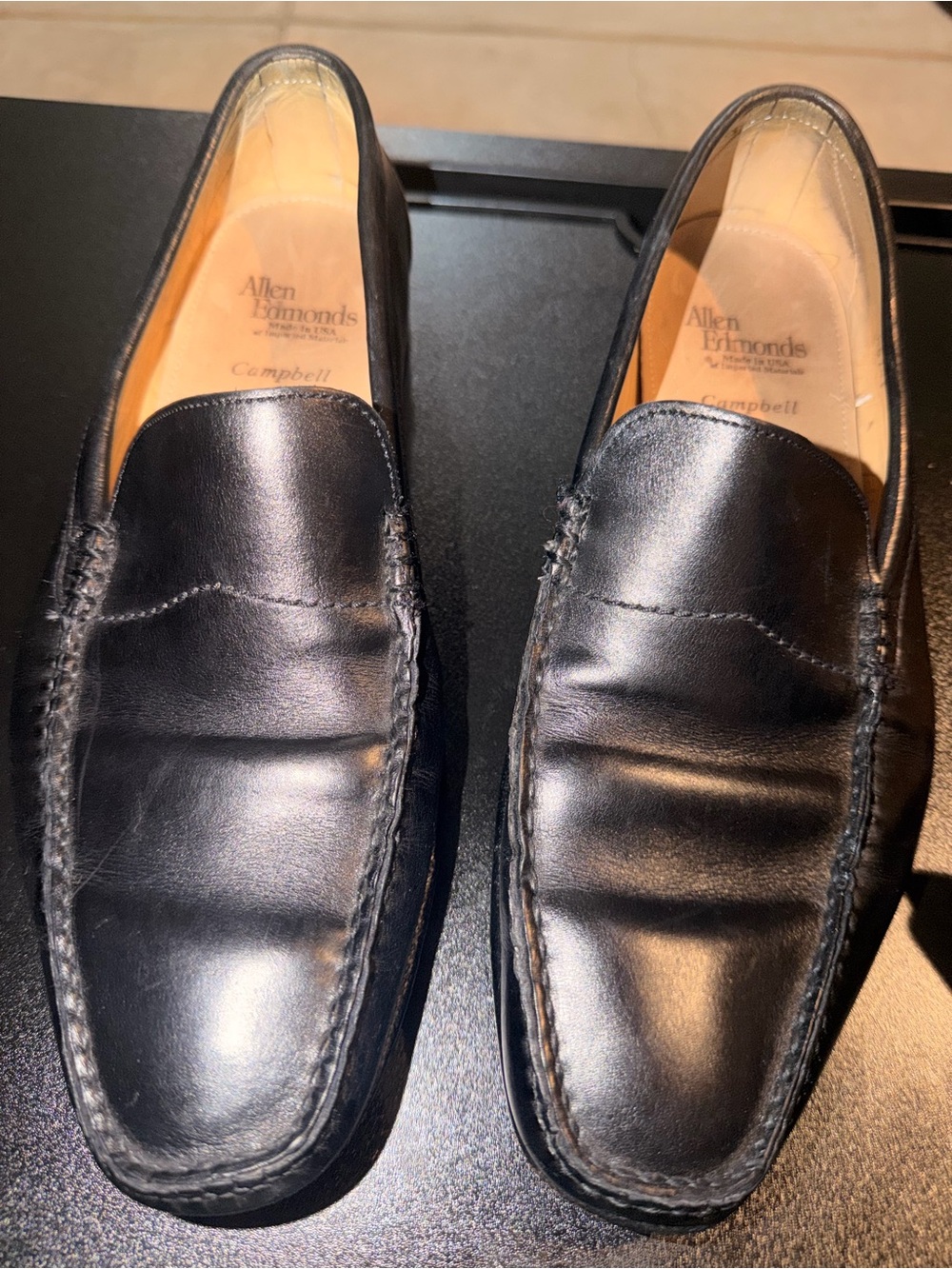 Allen Edmonds Black Leather Slip-On Loafers